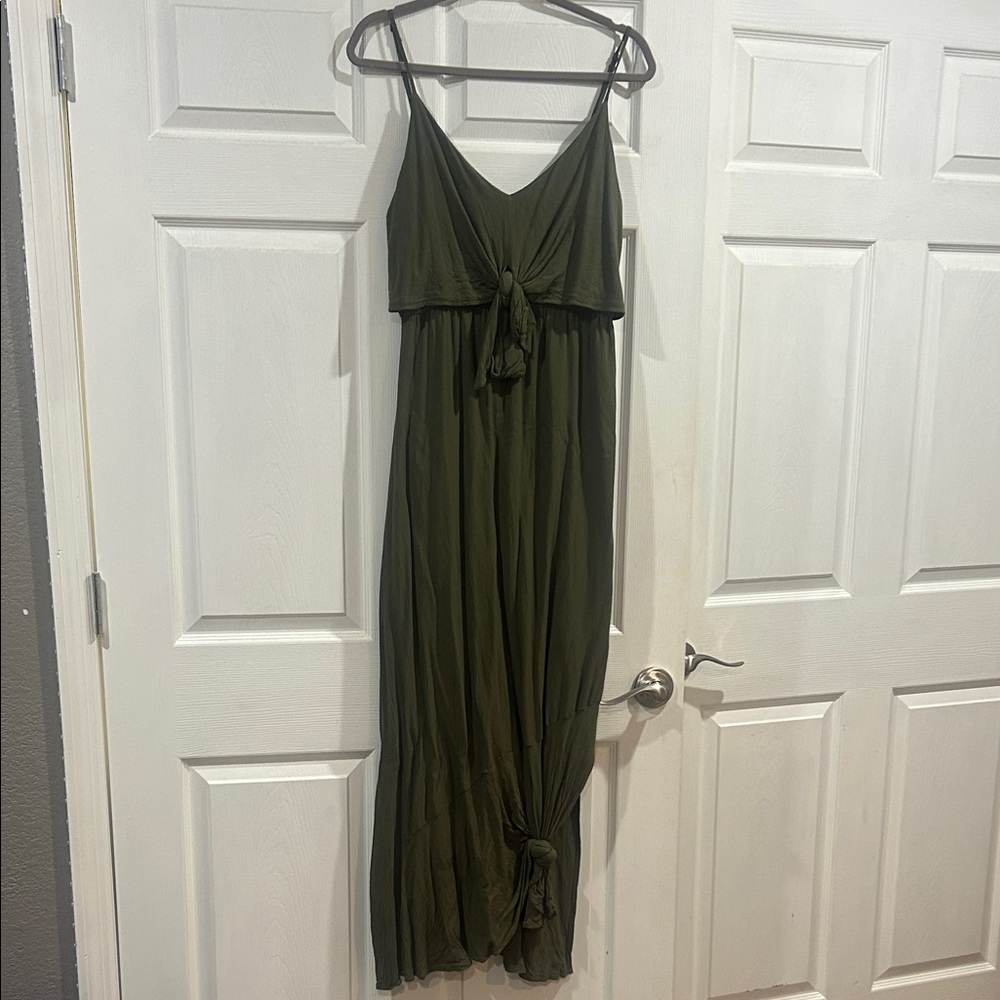 JODIFL Olive Tie front Maxi Dress